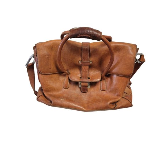 Vintage Cole Hann Brown Leather Saddle Messenger Bag
